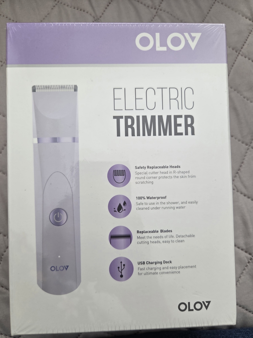 Purple Electric Trimmer for Women - Waterproof Rechargeable